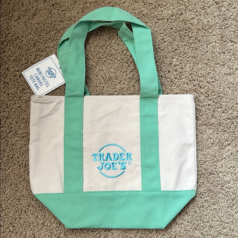 Trader Joe’s Mini Pastel Canvas Tote Bag (Green)